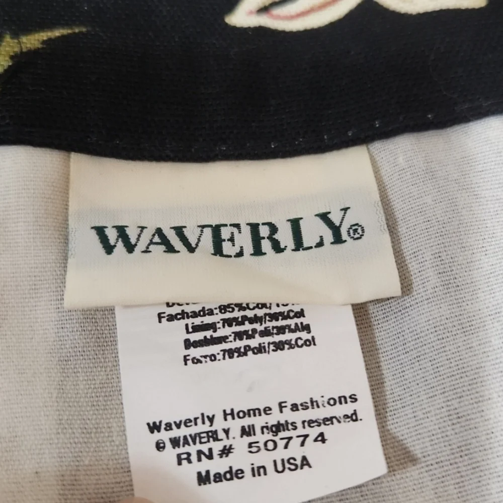 Waverly Tropical Floral and Pineapple Black & Pink Set Of Window Valances